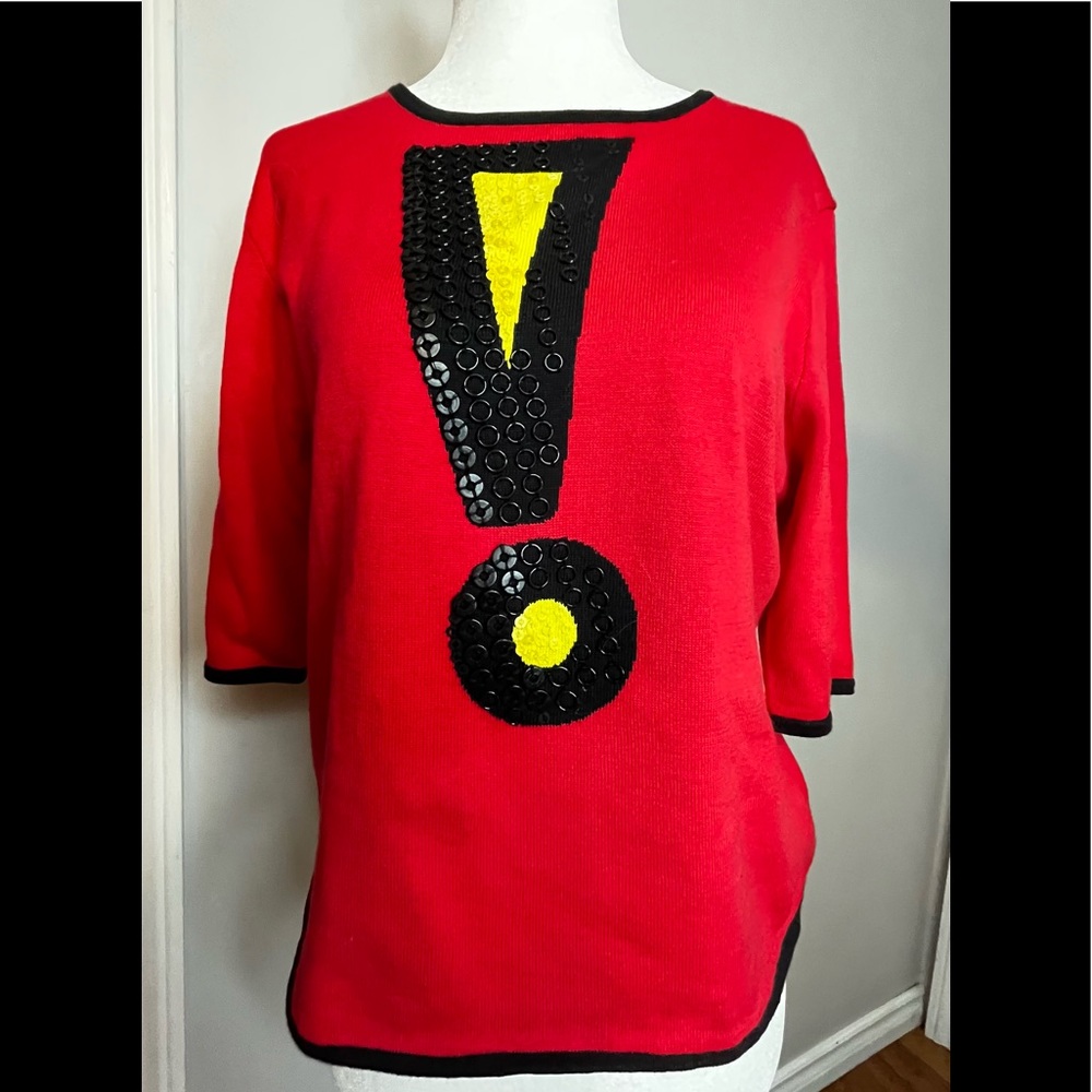 Michael Simon NWOT EXCLAMATION- MARK Bright Red Sweater!!